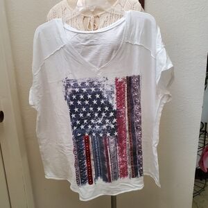 Lane Bryant White Boxy Short Sleeve Tee
